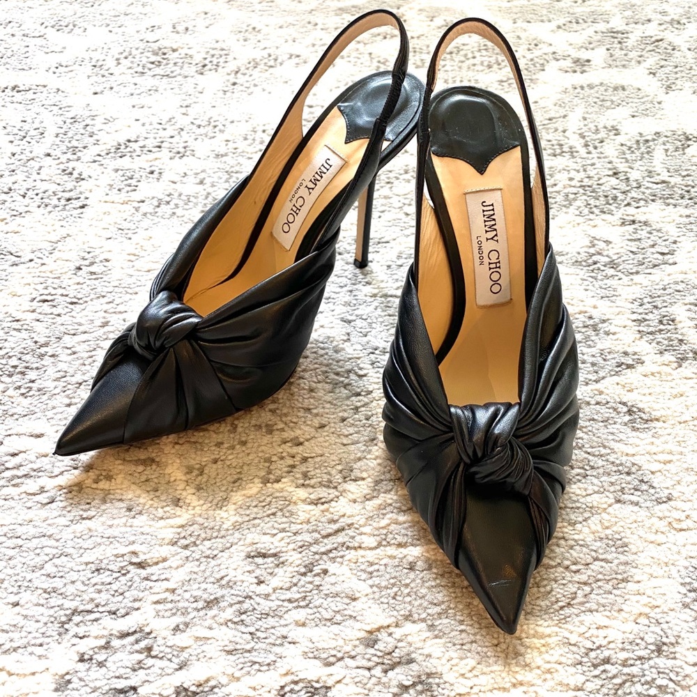 Jimmy Choo, napa leather knot sling back.